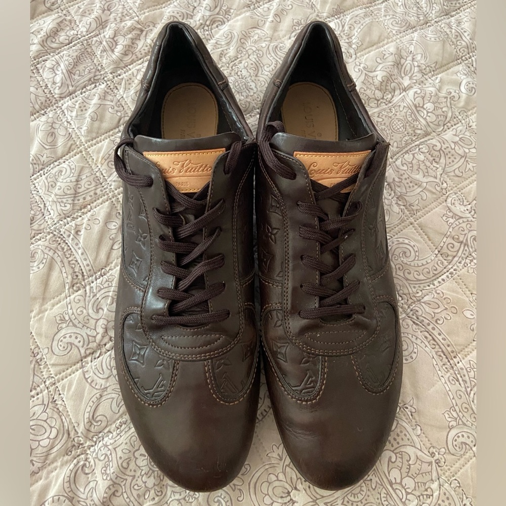 Louis Vuitton brown monagram leather lace sneaker